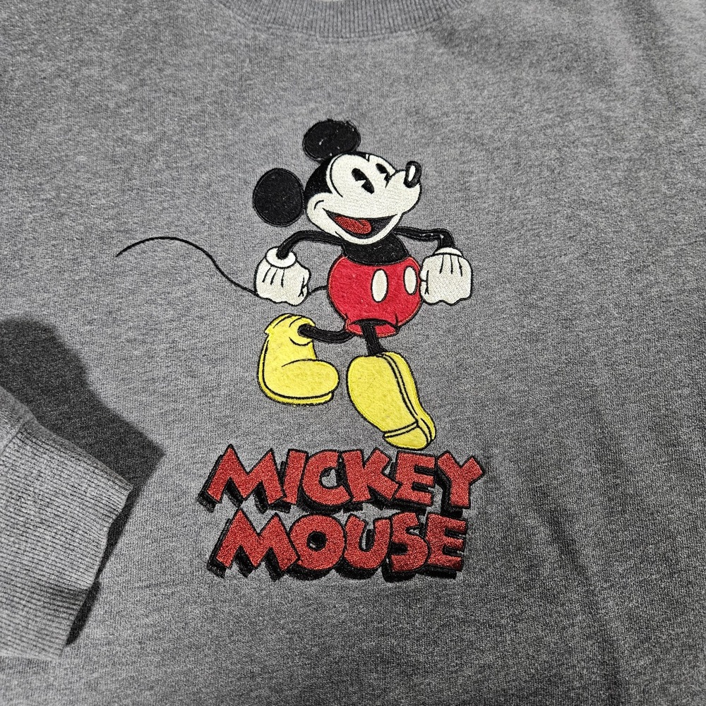 VTG Mickey Mouse Disney Store Sweatshirt Adult M Gray Embroidered Y2K Sweater
